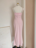 Niulatu Sheath Spaghetti Straps Pink Travel Vacation Dresses Dinner Birthday Dress SD332