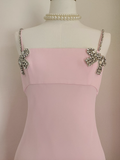 Niulatu Sheath Spaghetti Straps Pink Travel Vacation Dresses Dinner Birthday Dress SD332