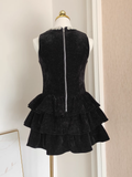 Niulatu A Line Scoop Ruffles Vacation Dresses Short Black Birthday Outfits SD334