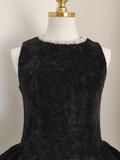 Niulatu A Line Scoop Ruffles Vacation Dresses Short Black Birthday Outfits SD334