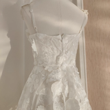 Niulatu A line Straps Sleeveless Floral White Party Dress Short Holiday Dresses SD338