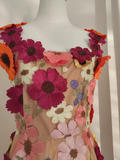 Niulatu A line Straps Sleeveless Floral Pink Party Dress Short Holiday Dresses SD339