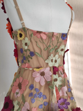 Niulatu A line Straps Sleeveless Floral Pink Party Dress Short Holiday Dresses SD339