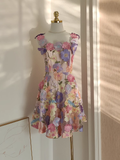 Niulatu A line Straps Sleeveless Floral Party Dress Short Holiday Dresses SD340