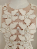 Niulatu A line Boat Short Sleeves Satin White Party Dress Short Holiday Dresses SD347