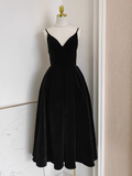 Niulatu A line Sleeveless Black Velvet Party Dress Holiday Birthday Dresses For Women SD351