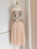 Niulatu A Line Square Neckline Short Sleeves Party Dress Holiday Birthday Dresses For Women SD358