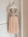 Niulatu A Line Square Neckline Short Sleeves Party Dress Holiday Birthday Dresses For Women SD358