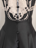 Niulatu A line Spaghetti Straps Sleeveless Black Party Dress Holiday Birthday Dresses For Women SD360