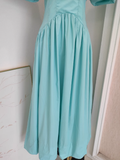 Niulatu A Line V Neckline Blue Satin Homecoming Dresses Birthday Outfits With Ruffles SD373