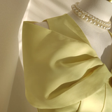 Niulatu A line V neckline Satin Knee Length Homecoming Dresses Yellow Birthday Outfits SD374