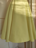 Niulatu A line V neckline Satin Knee Length Homecoming Dresses Yellow Birthday Outfits SD374