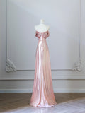 Niulatu A line Off The Shoulder Pink Evening Dress Prom Dresses SD3813