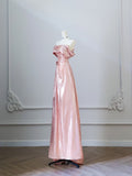 Niulatu A line Off The Shoulder Pink Evening Dress Prom Dresses SD3813