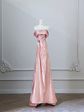 Niulatu A line Off The Shoulder Pink Evening Dress Prom Dresses SD3813