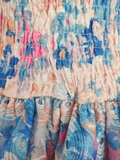 Niulatu A line Strapless Sleeveless Blue Floral Cocktail Dress Short Birthday Outfits SD389