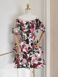 Niulatu A line Spaghetti Straps Sleeveless Floral Cocktail Dress Short Birthday Outfits SD395