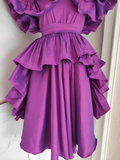 Niulatu A line Short Sleeves Grape Cocktail Dress Short Birthday Outfits SD397