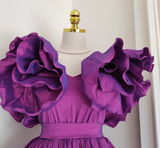 Niulatu A line Short Sleeves Grape Cocktail Dress Short Birthday Outfits SD397