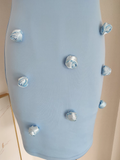 Niulatu Sheath One Shoulder One Shoulder Blue Cocktail Dress Short Birthday Outfits SD398