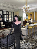 Niulatu Sheath Off The Shoulder Black Long Sleeves Prom Dresses Evening Dress SD416