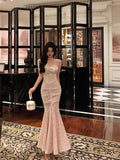 Niulatu Sheath Sweetheart Sequin Lace Long Prom Dresses Evening Dress SD419