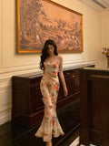 Niulatu Sheath Spaghetti Straps Floral Ankle Length Prom Dresses Birthday Dress SD422