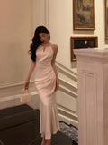 Niulatu Sheath Scoop Neckline White Ankle Length Prom Dresses Birthday Dress SD423