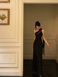 Niulatu A Line One Shoulder Black Floor Length Prom Dresses Birthday Dress SD427