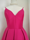 Niulatu A line Spaghetti Straps Hot Pink Vacation Dress Satin Women Birthday Dresses SD443