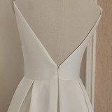 Niulatu A line Spaghetti Straps White Vacation Dress Satin Women Birthday Dresses SD444
