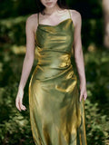 Niulatu Sheath Spaghetti Straps Green Shiny Prom Dresses Birthday Outfits SD471