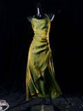 Niulatu Sheath Spaghetti Straps Green Ankle Length Prom Dresses Birthday Outfits SD472