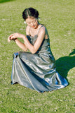 Niulatu Sheath Spaghetti Straps Silver Gray Ankle Length Prom Dresses Birthday Outfits SD473