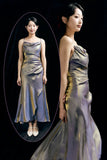 Niulatu Sheath Spaghetti Straps Light Grape Ankle Length Prom Dresses Birthday Outfits SSD473