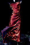 Niulatu Sheath Spaghetti Straps Burgundy Ankle Length Prom Dresses Birthday Outfits SD474