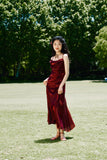 Niulatu Sheath Spaghetti Straps Burgundy Ankle Length Prom Dresses Birthday Outfits SD474