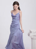Niulatu Sheath Halter Lilac Ankle Length Prom Dresses Birthday Outfits SD476