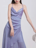 Niulatu Sheath Halter Lilac Ankle Length Prom Dresses Birthday Outfits SD476