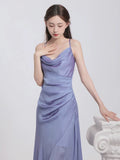 Niulatu Sheath Halter Lilac Ankle Length Prom Dresses Birthday Outfits SD476