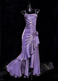 Niulatu Mermaid Spaghetti Straps Long Lilac Prom Dresses Birthday Outfits SD477