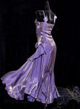 Niulatu Mermaid Spaghetti Straps Long Lilac Prom Dresses Birthday Outfits SD477
