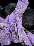 Niulatu Mermaid Spaghetti Straps Long Lilac Prom Dresses Birthday Outfits With Ruffles SD478