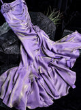 Niulatu Mermaid Spaghetti Straps Long Lilac Prom Dresses Birthday Outfits With Ruffles SD478