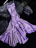 Niulatu Mermaid Spaghetti Straps Long Lilac Prom Dresses Birthday Outfits With Ruffles SD478