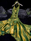 Niulatu Mermaid Spaghetti Straps Green Long Length Prom Dresses Birthday Outfits SD481