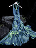 Niulatu Mermaid Spaghetti Straps Ice Blue Long Length Prom Dresses Birthday Outfits SD482