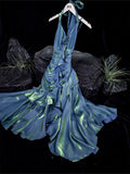 Niulatu Mermaid Spaghetti Straps Ice Blue Long Length Prom Dresses Birthday Outfits SD482