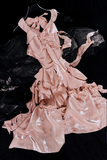 Niulatu Retro High Low Irregular Spaghetti Straps Pink Short Birthday Dresses Birthday Outfit SD496