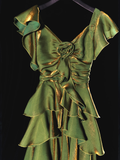 Niulatu Retro A line Short Sleeves Green Long Prom Dress Birthday Dresses SD498